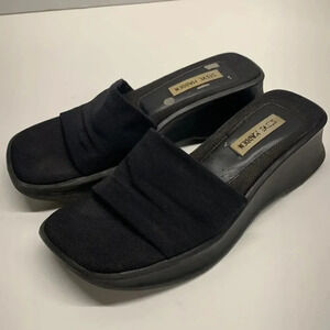 Steve Madden Chonky Sandal Wedges Shoes Slip On Open Toe VTG Y2K 90's Black 7.5